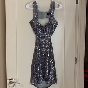 Sequin dark silver cut out dress